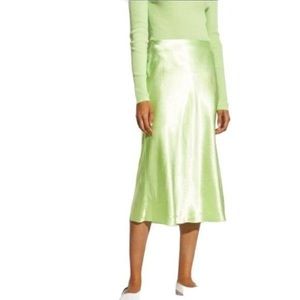 Vince Green Satin Slip Midi Skirt Medium